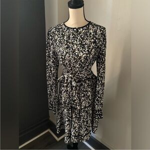 ME+ EM  Black and White Floral Dress